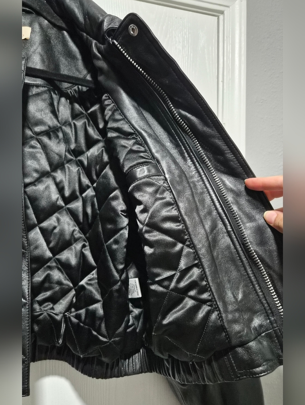 Camila Coelho Lamb Leather Black Raven Full Zip Leather Jacket Size M - Picture 10 of 12